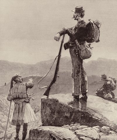 On the Lookout: Infantry Soldiers of the Greek Army, from The Illustrated London News by Richard Caton II Woodville